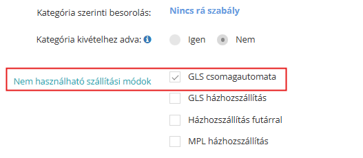 Nem hasznalhato szallitasi modok