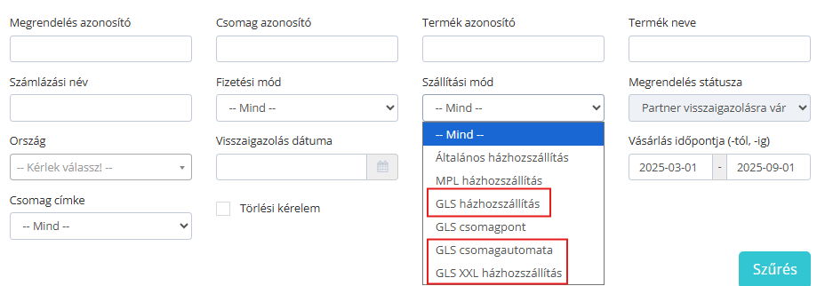 Szallitasi mod szures
