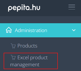Excel termekkezeles EN