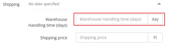 Setting delivery times by destination country 12 Raktari fel. ido termekadatlapon EN