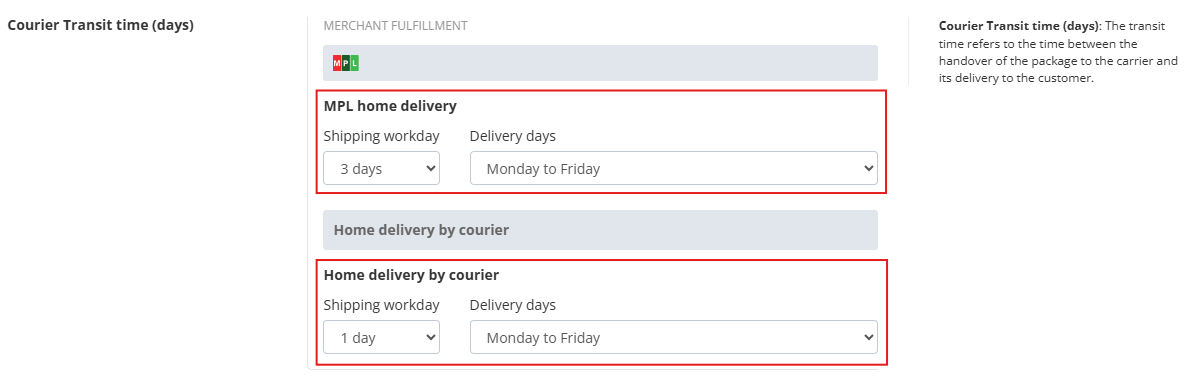 Setting delivery times by destination country 6 Szallitasi ido EN